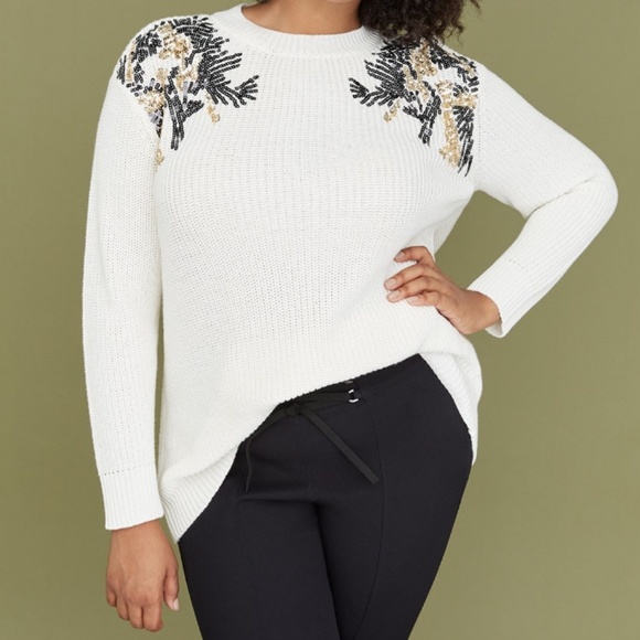 Lane Bryant Sweaters - Lane Bryant Ribbed Sequin Shoulder Sweater